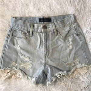 light wash Aeropostale jean shorts cheeky style size 0